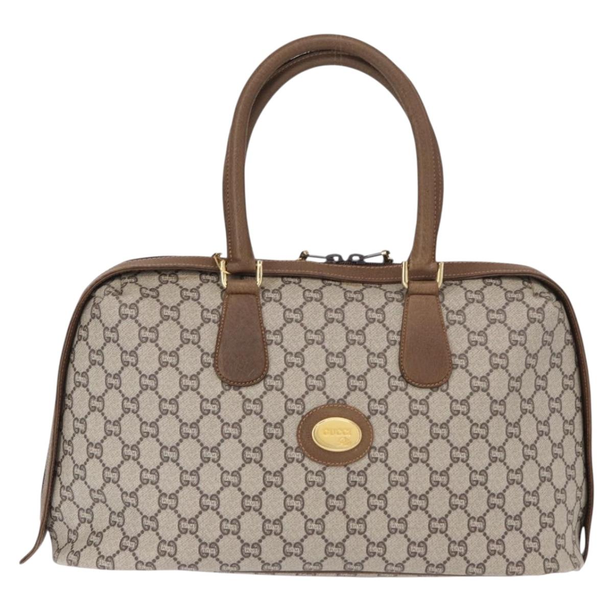 GUCCI GG Plus Supreme Boston Bag PVC Beige Gold Auth ep11970