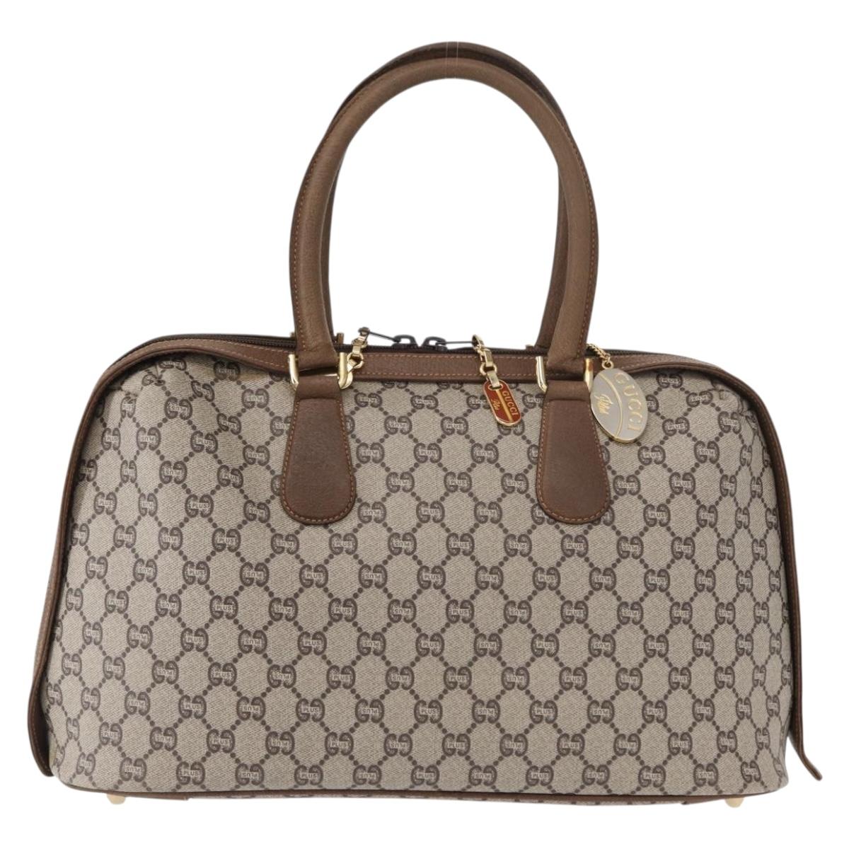 GUCCI GG Plus Supreme Boston Bag PVC Beige Gold Auth ep11970