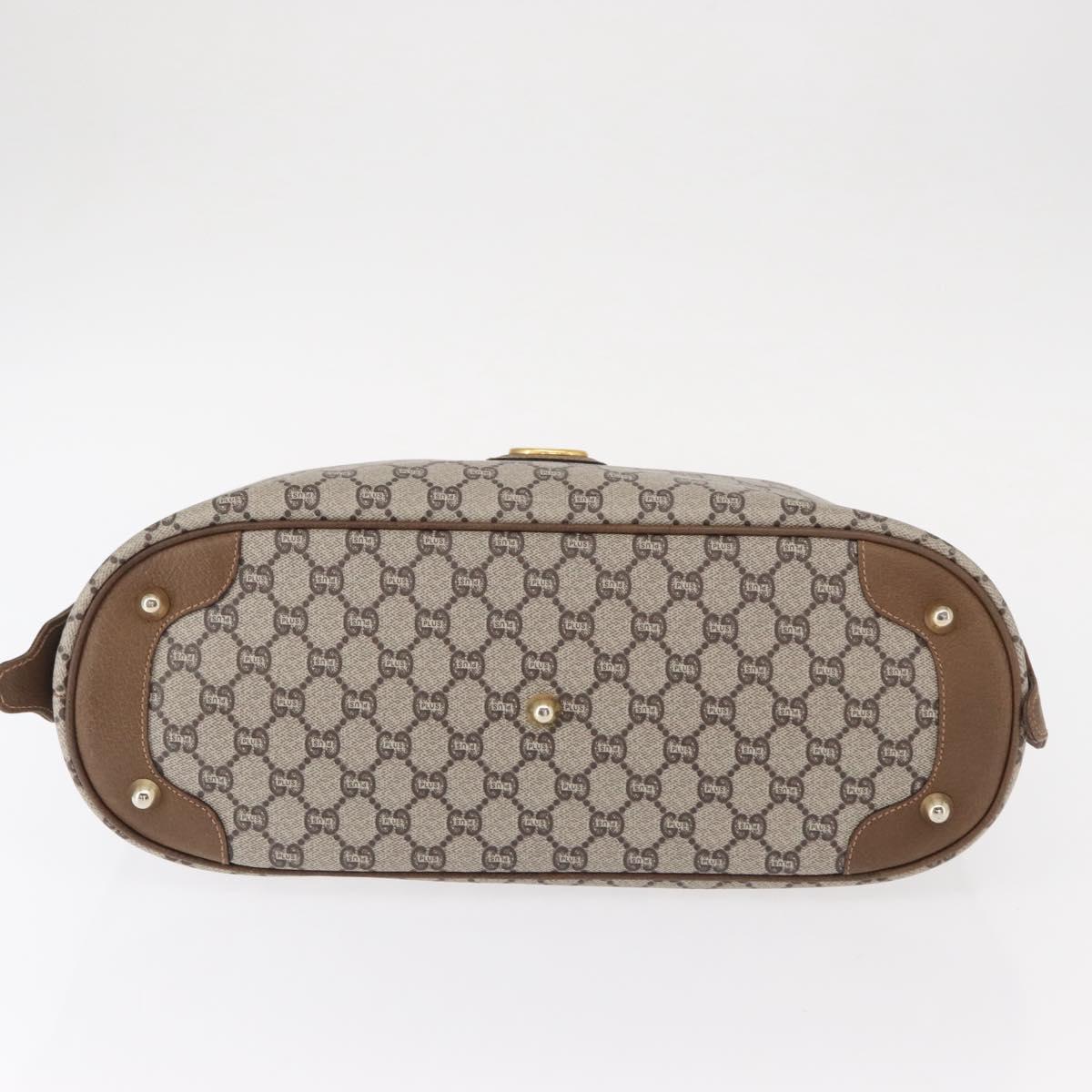 GUCCI GG Plus Supreme Boston Bag PVC Beige Gold Auth ep11970