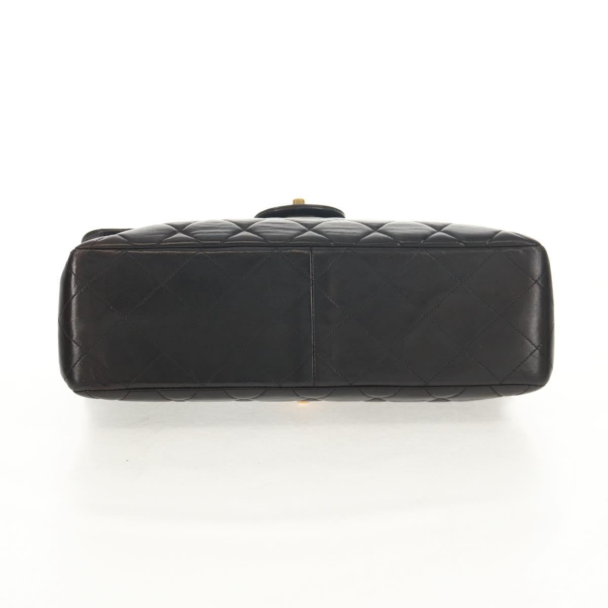 CHANEL Matelasse Double Face Chain Bag Lamb Skin Black Gold CC Auth ep11971A