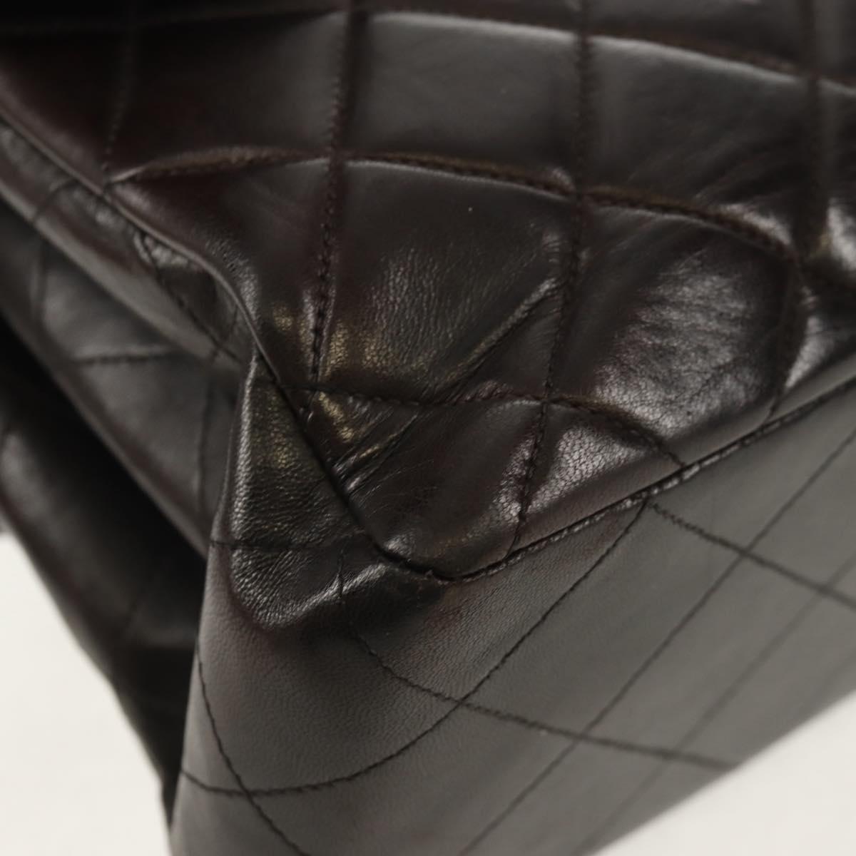 CHANEL Matelasse Double Face Chain Bag Lamb Skin Black Gold CC Auth ep11971A