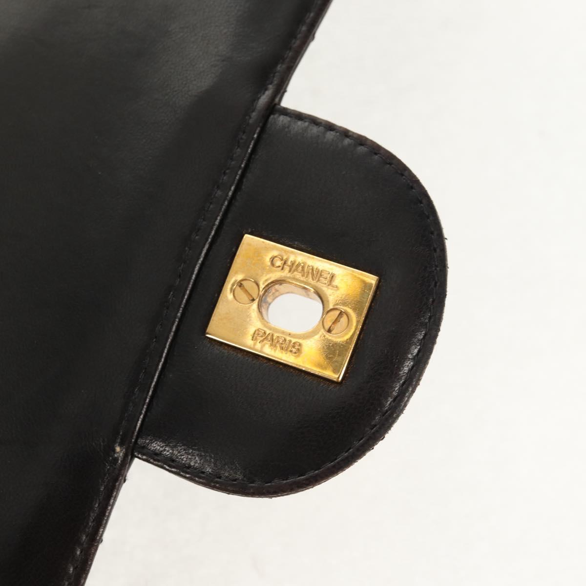 CHANEL Matelasse Double Face Chain Bag Lamb Skin Black Gold CC Auth ep11971A