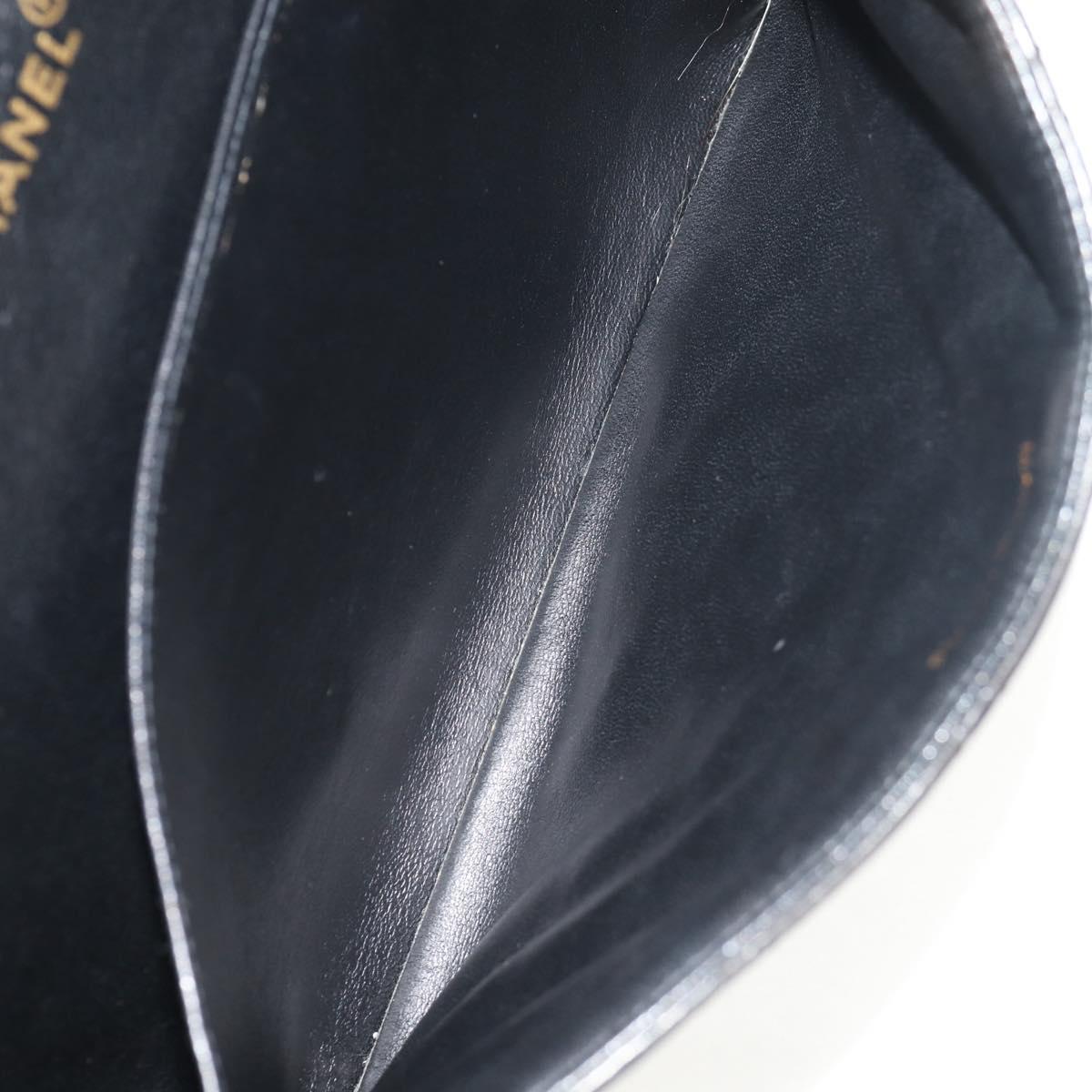 CHANEL Matelasse Double Face Chain Bag Lamb Skin Black Gold CC Auth ep11971A