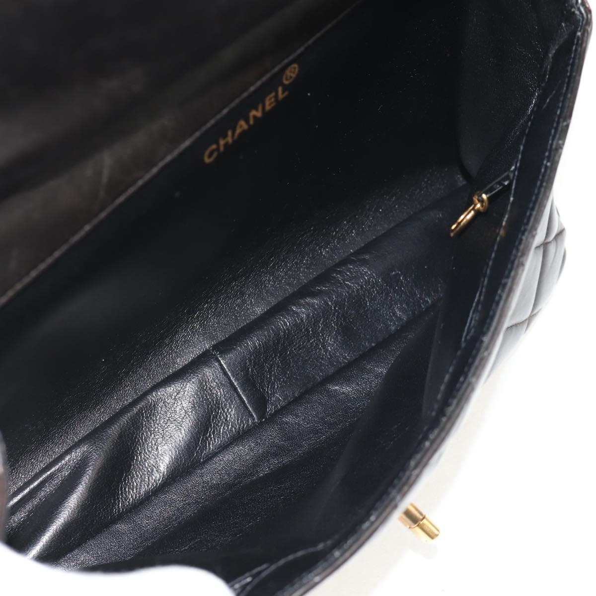 CHANEL Matelasse Double Face Chain Bag Lamb Skin Black Gold CC Auth ep11971A