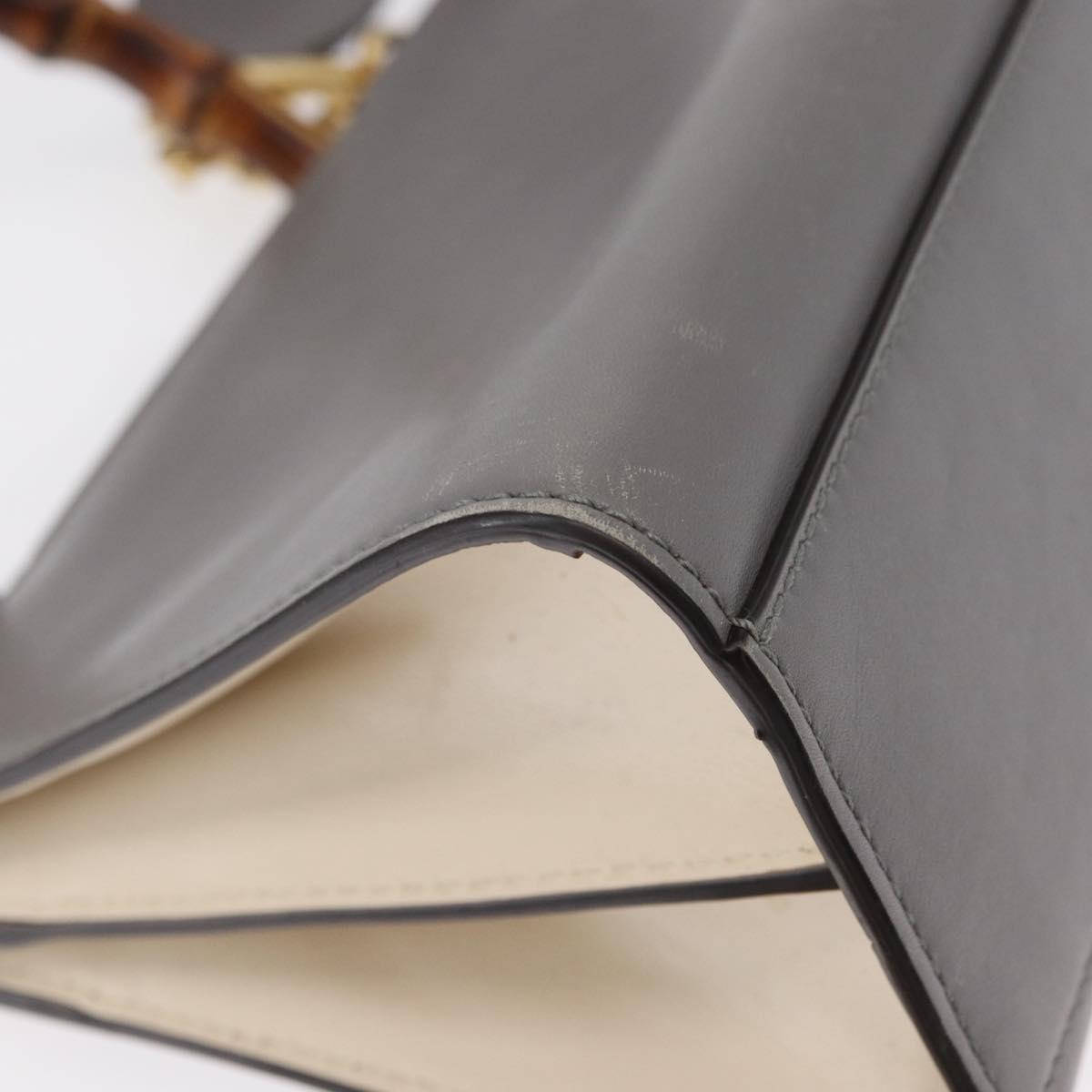 GUCCI Bamboo Sherry Line Hand Bag Leather 2way Gray Gold 470271 Auth ep11972