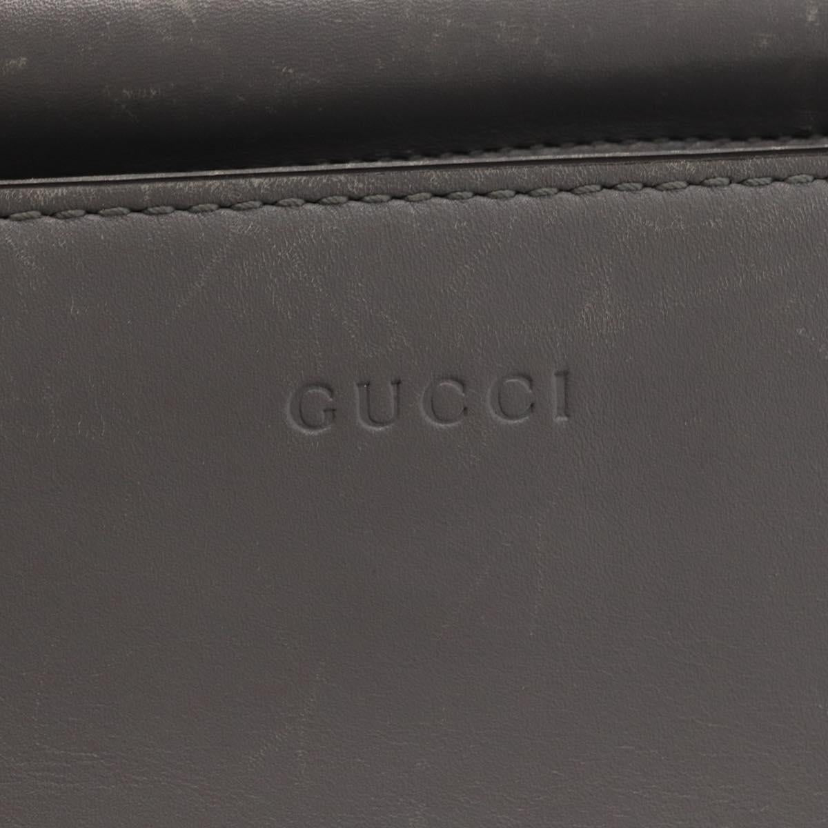 GUCCI Bamboo Sherry Line Hand Bag Leather 2way Gray Gold 470271 Auth ep11972