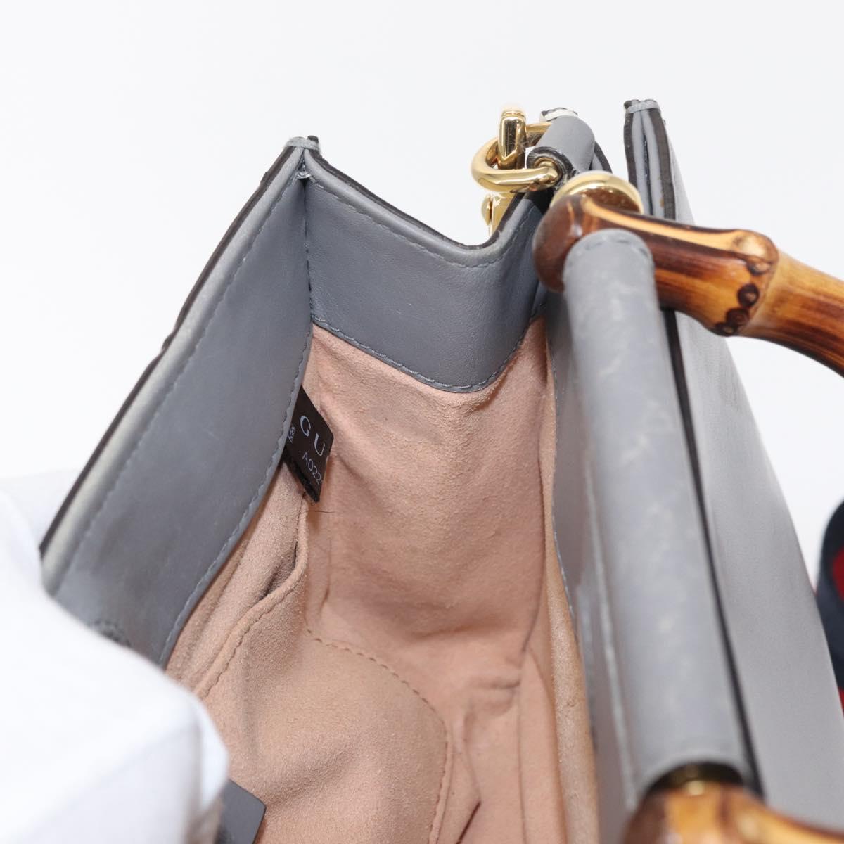 GUCCI Bamboo Sherry Line Hand Bag Leather 2way Gray Gold 470271 Auth ep11972