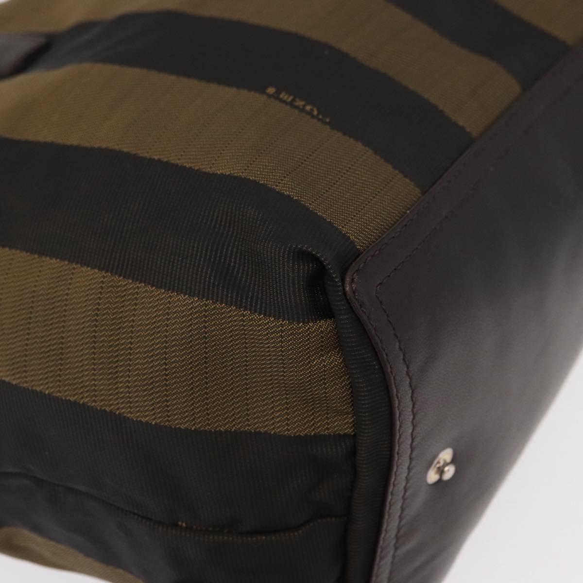 FENDI Pecan Canvas Hand Bag Black Brown Auth ep11974