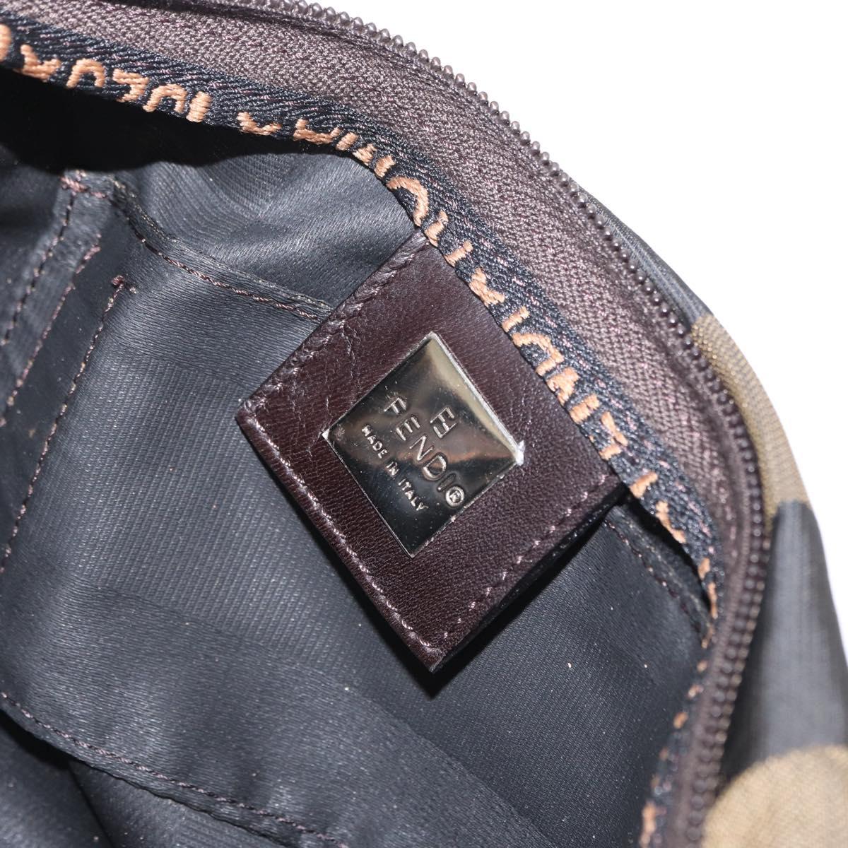 FENDI Pecan Canvas Hand Bag Black Brown Auth ep11974