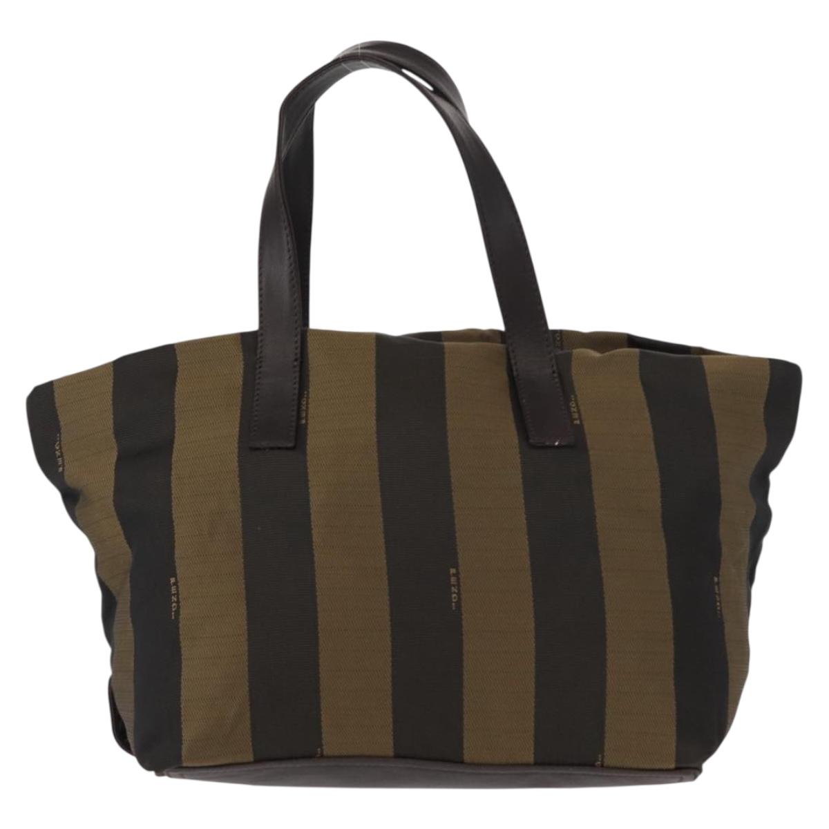 FENDI Pecan Canvas Hand Bag Black Brown Auth ep11974