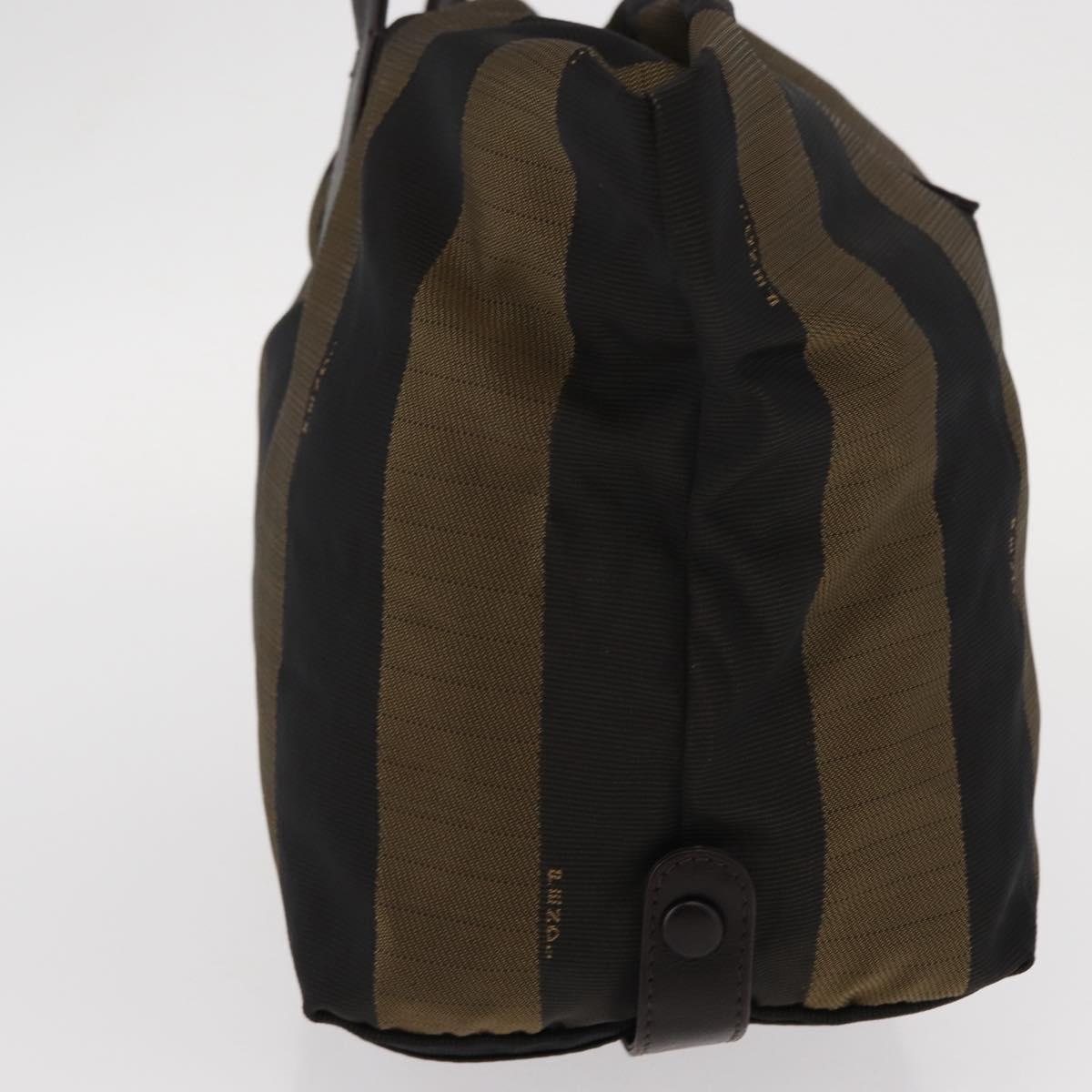 FENDI Pecan Canvas Hand Bag Black Brown Auth ep11974