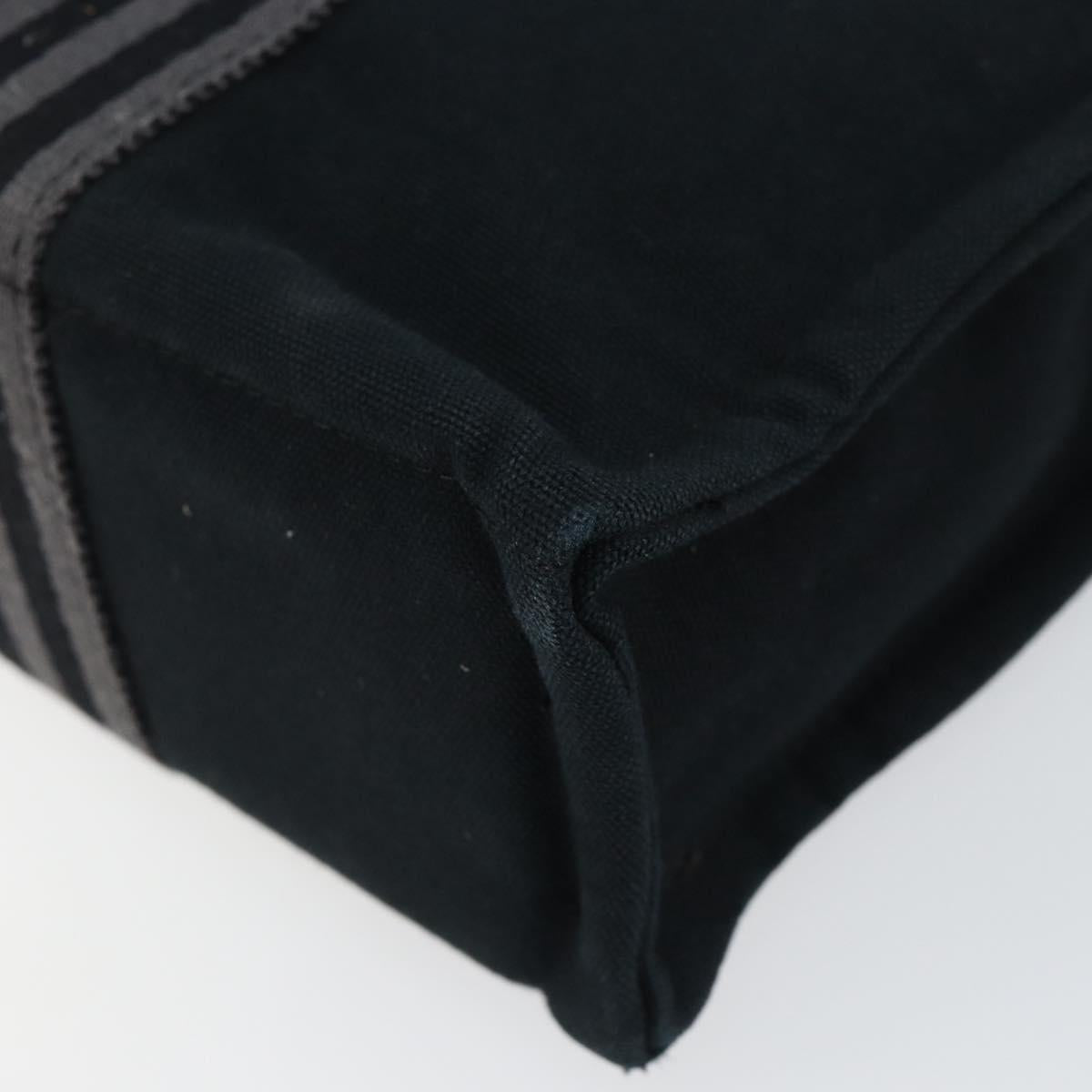 HERMES Fourre Tout PM Hand Bag Canvas Black Silver Auth ep11982