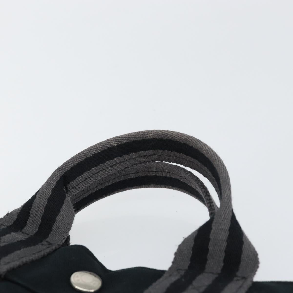 HERMES Fourre Tout PM Hand Bag Canvas Black Silver Auth ep11982