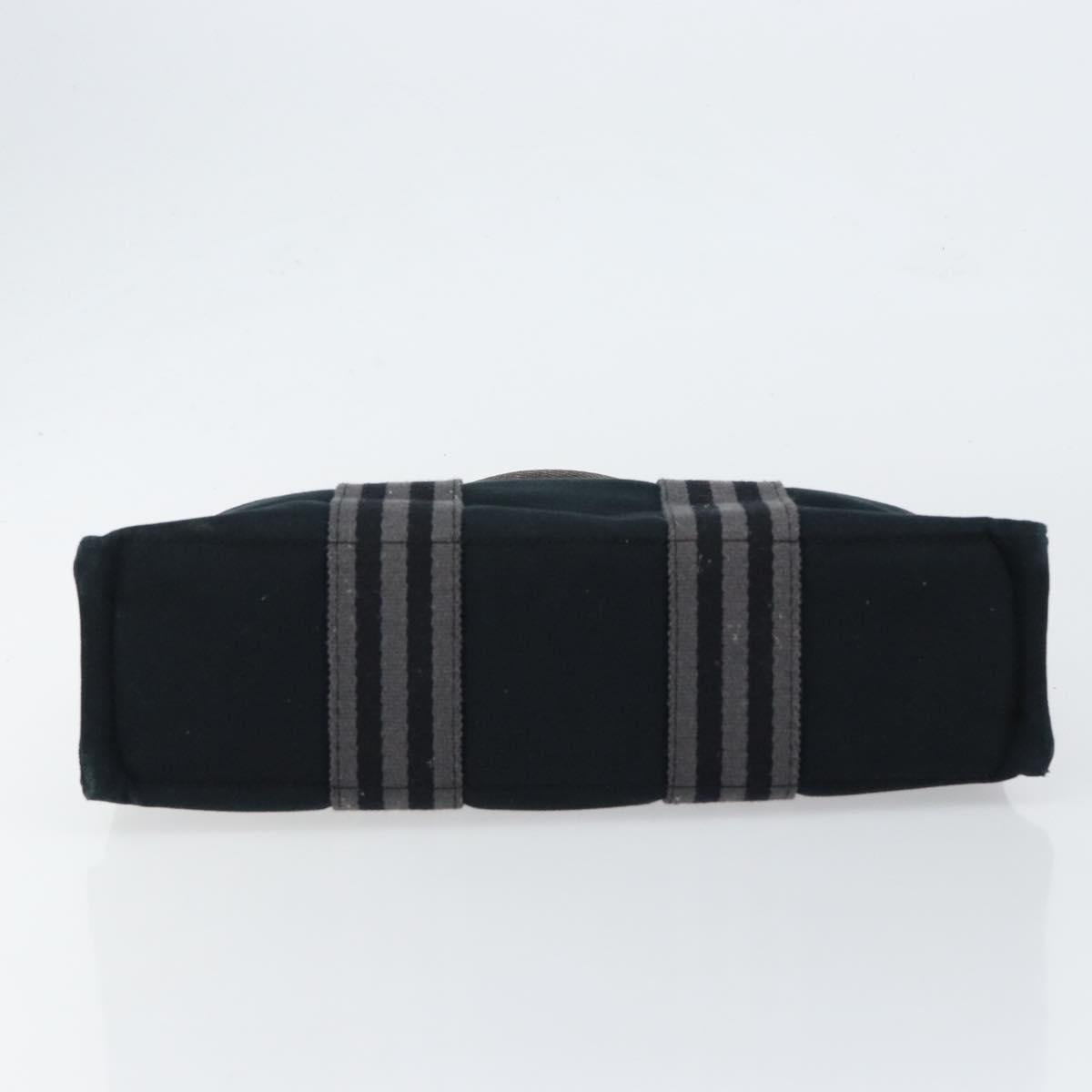 HERMES Fourre Tout PM Hand Bag Canvas Black Silver Auth ep11982