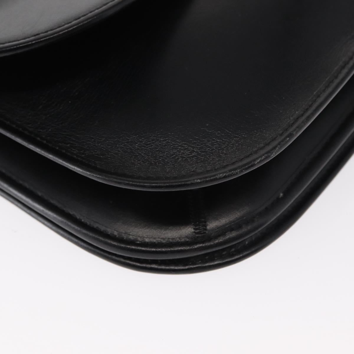 Christian Dior Shoulder Bag Leather Black Gold Auth ep11983