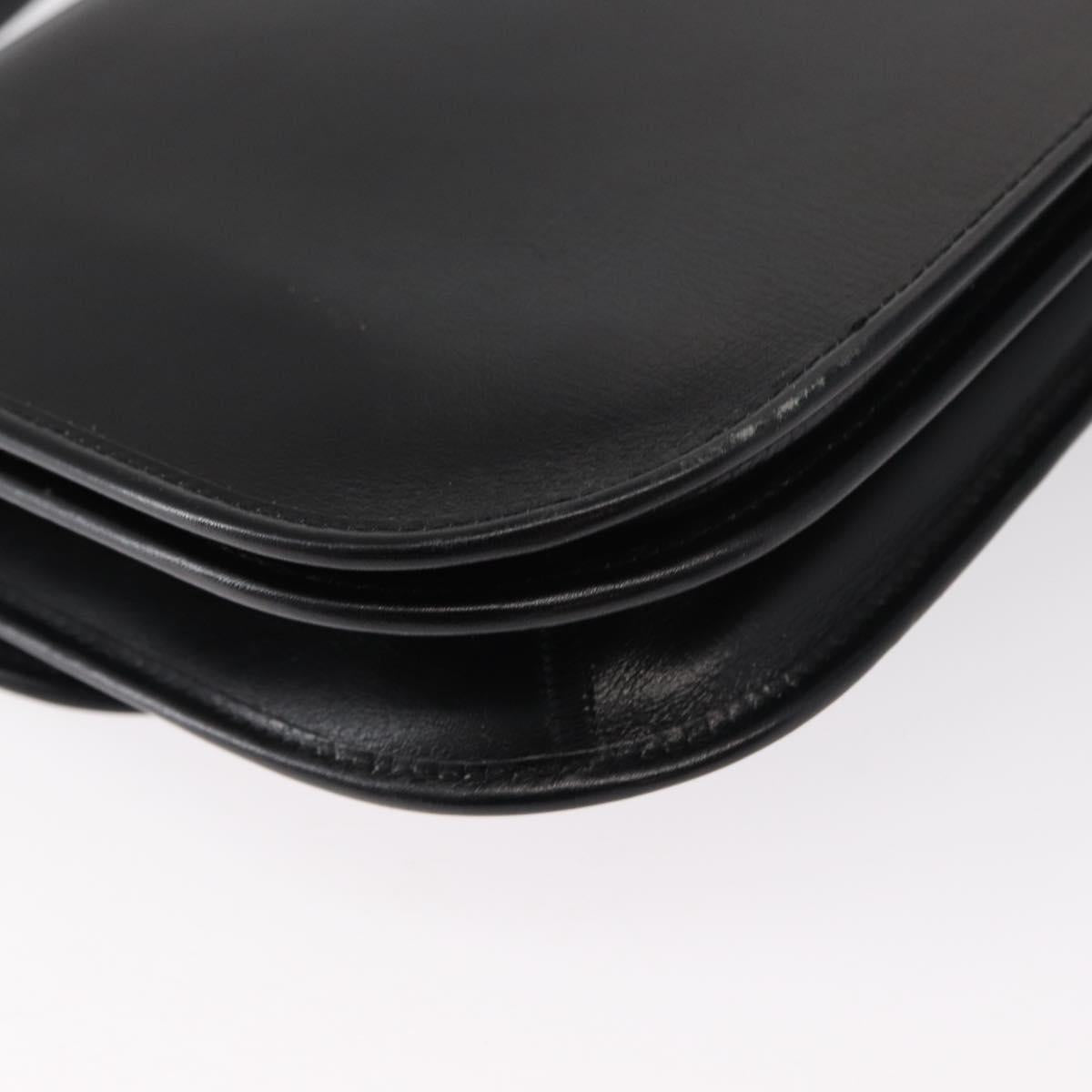 Christian Dior Shoulder Bag Leather Black Gold Auth ep11983