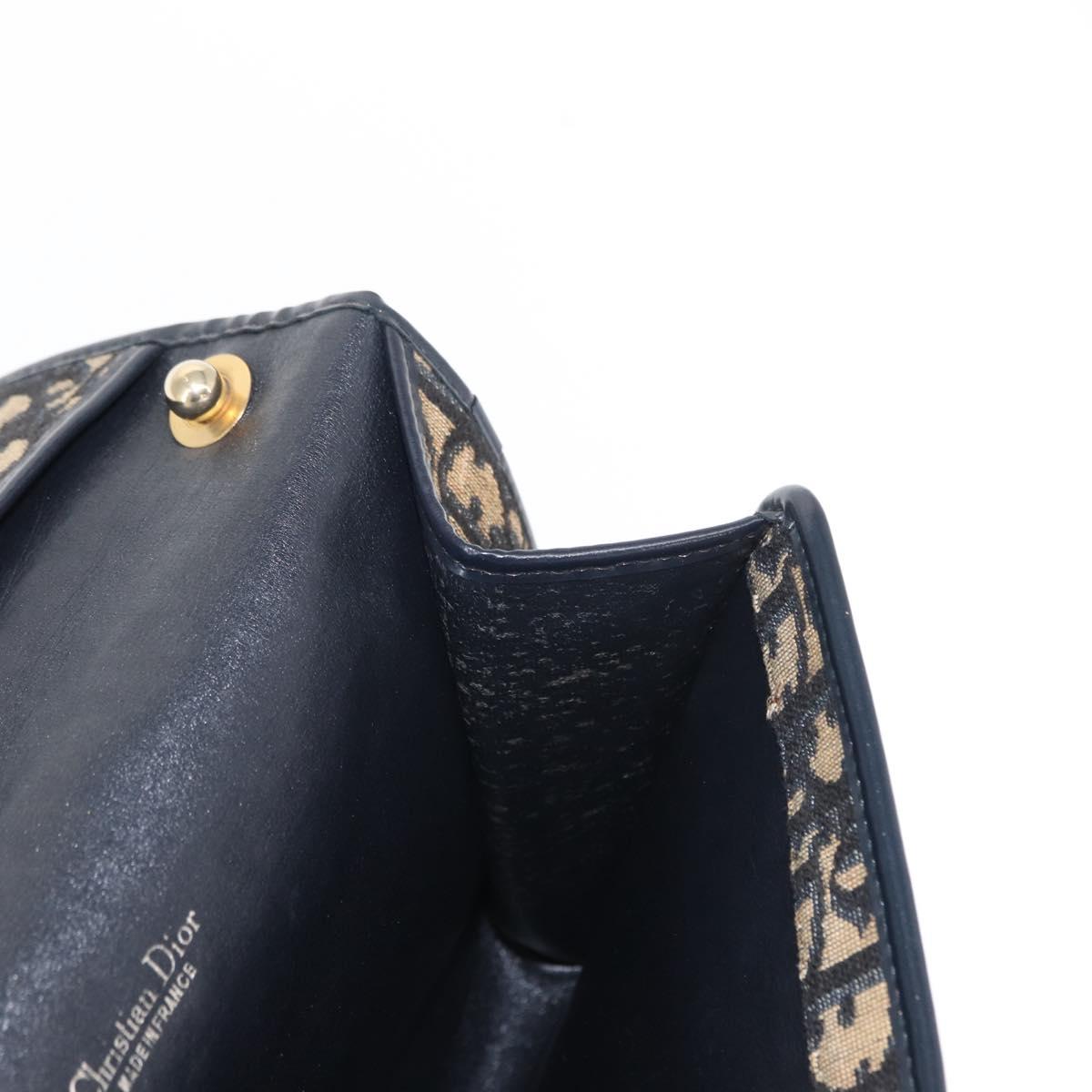 Christian Dior Trotter Canvas Shoulder Bag Navy Gold Auth ep11984