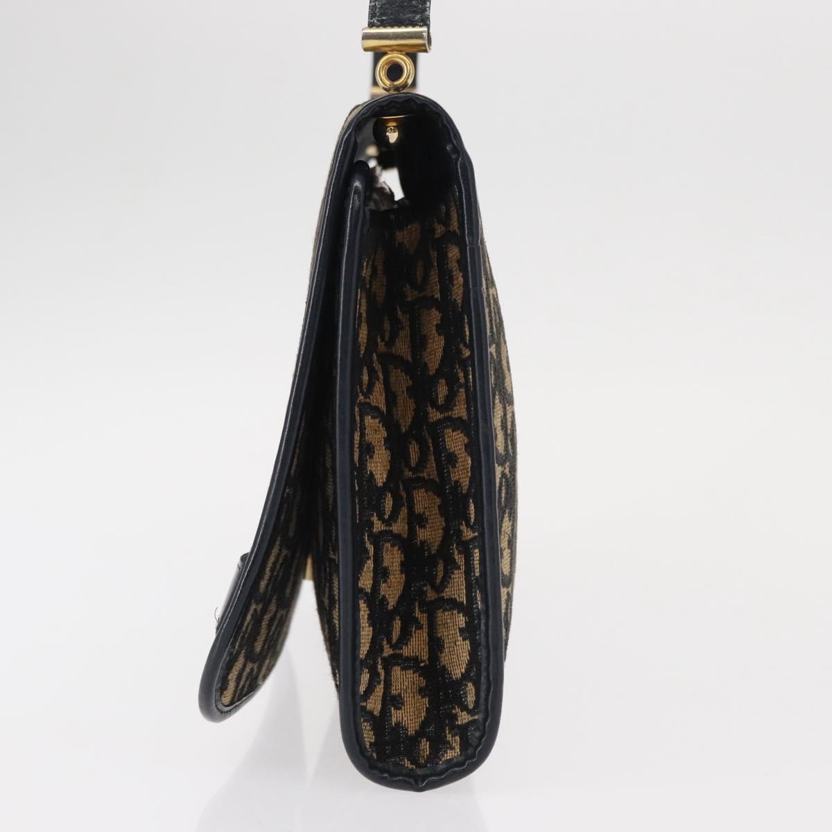 Christian Dior Trotter Canvas Shoulder Bag Navy Gold Auth ep11984