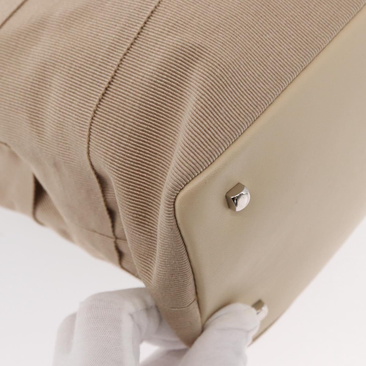 Salvatore Ferragamo Gancini Hand Bag Nylon Beige Silver Auth ep11986