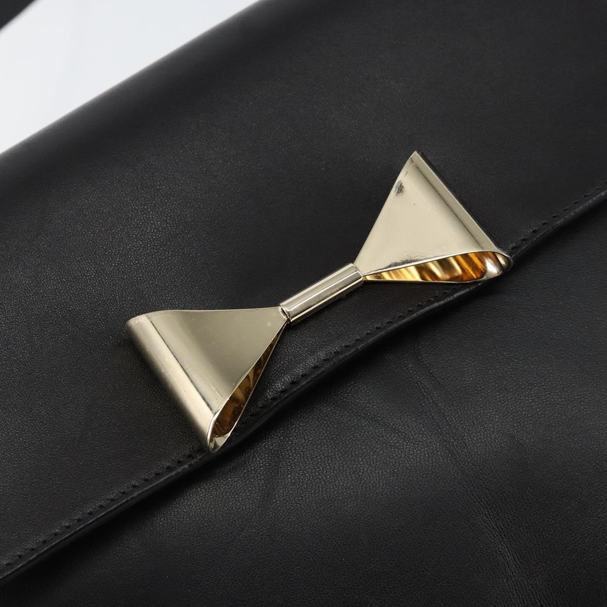 Chloe Shoulder Bag Leather Black Gold Auth ep11990