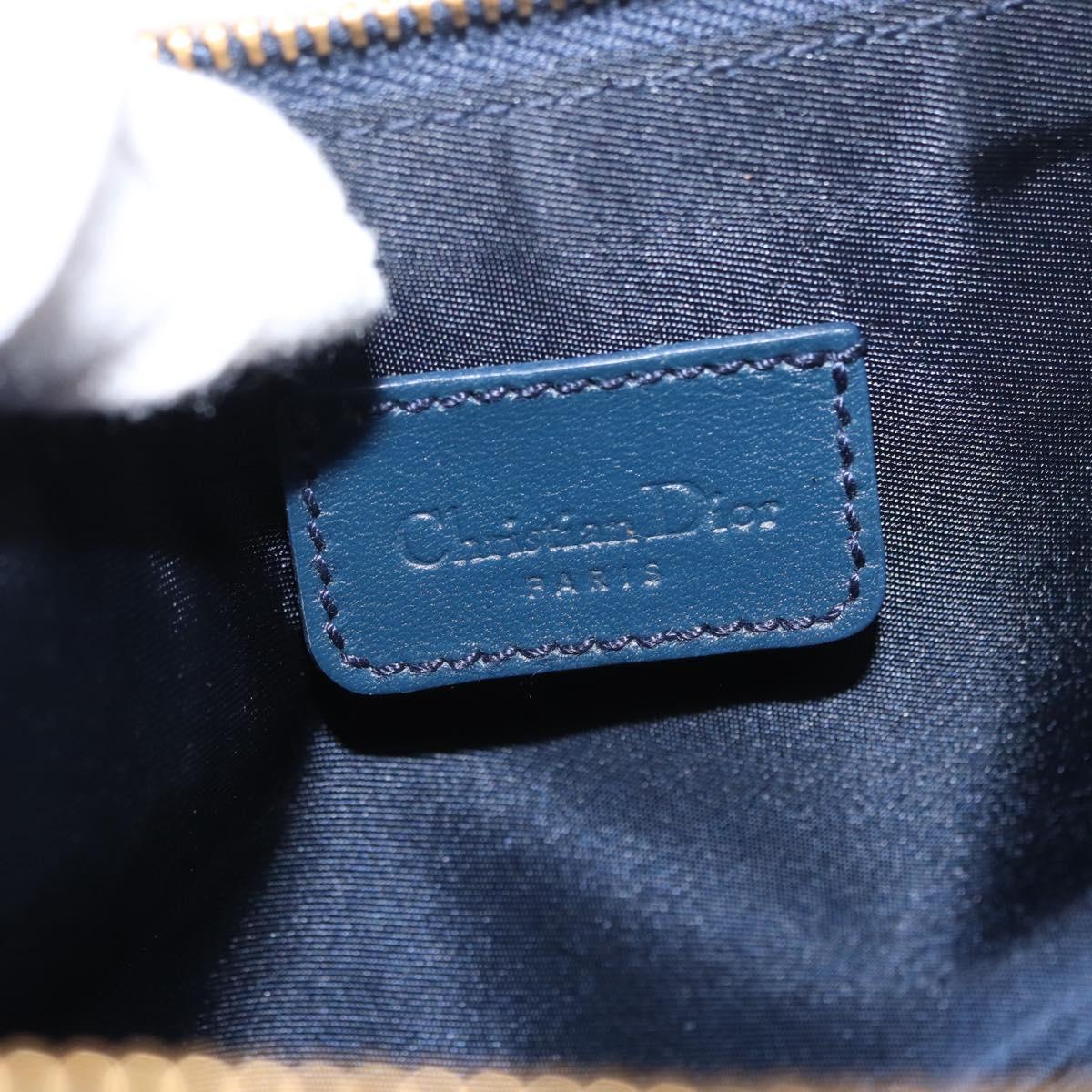 Christian Dior Trotter Canvas Saddle Pouch Navy Gold Auth ep11991