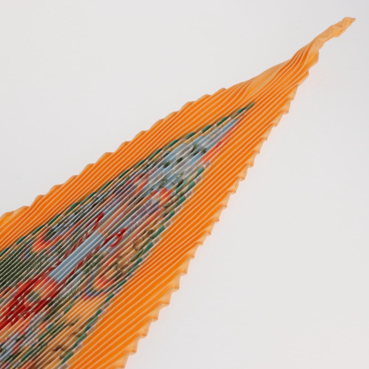 HERMES Pleated Carre 90 Scarf ""Axis Mundi"" Silk Orange Auth ep11993