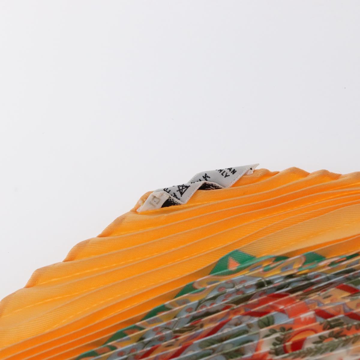 HERMES Pleated Carre 90 Scarf ""Axis Mundi"" Silk Orange Auth ep11993
