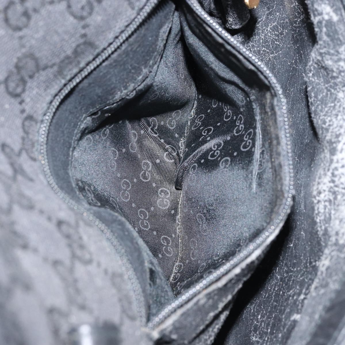 GUCCI GG Canvas Shoulder Bag Black Gold Auth ep11997