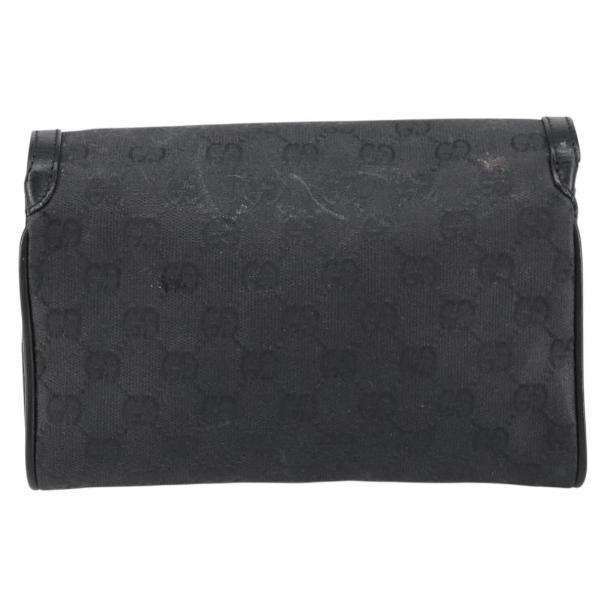 GUCCI GG Canvas Shoulder Bag Black Gold Auth ep11997