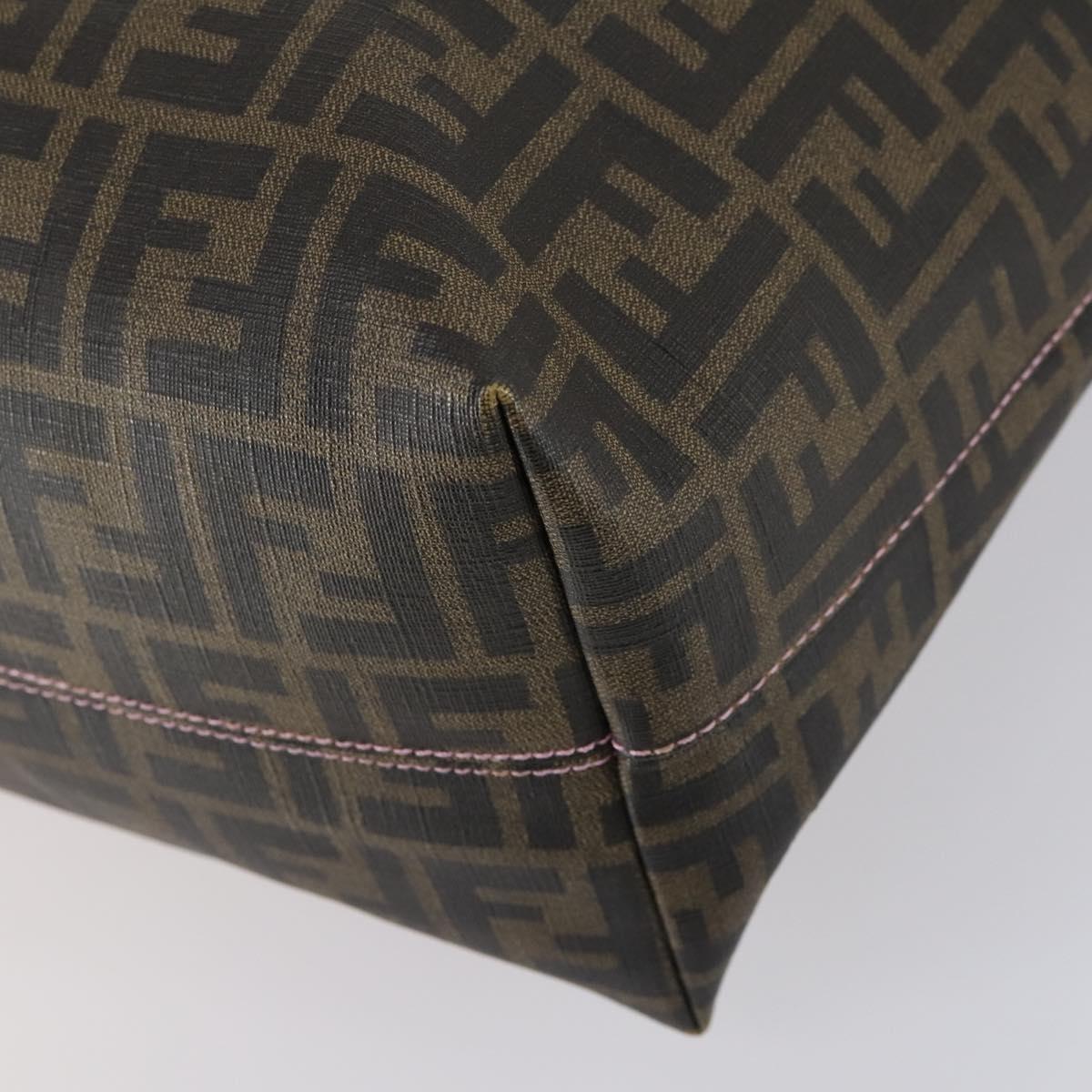 FENDI Zucca Canvas Tote Bag Black Brown Auth ep11998
