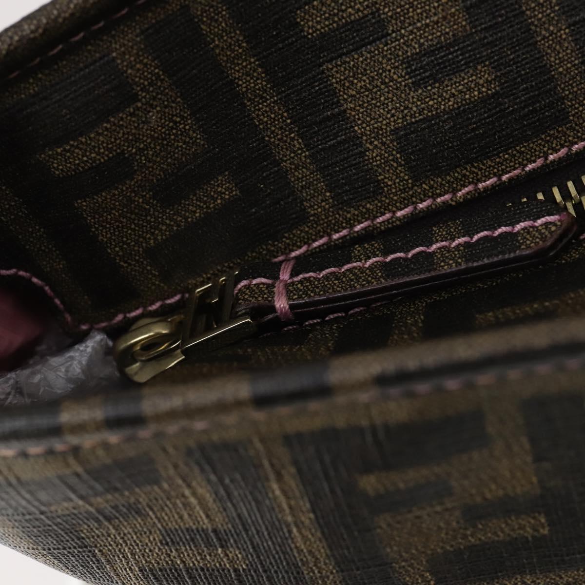 FENDI Zucca Canvas Tote Bag Black Brown Auth ep11998