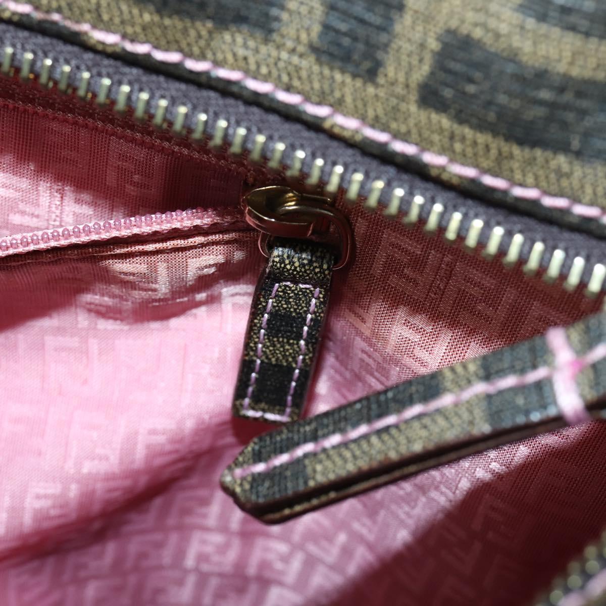 FENDI Zucca Canvas Tote Bag Black Brown Auth ep11998