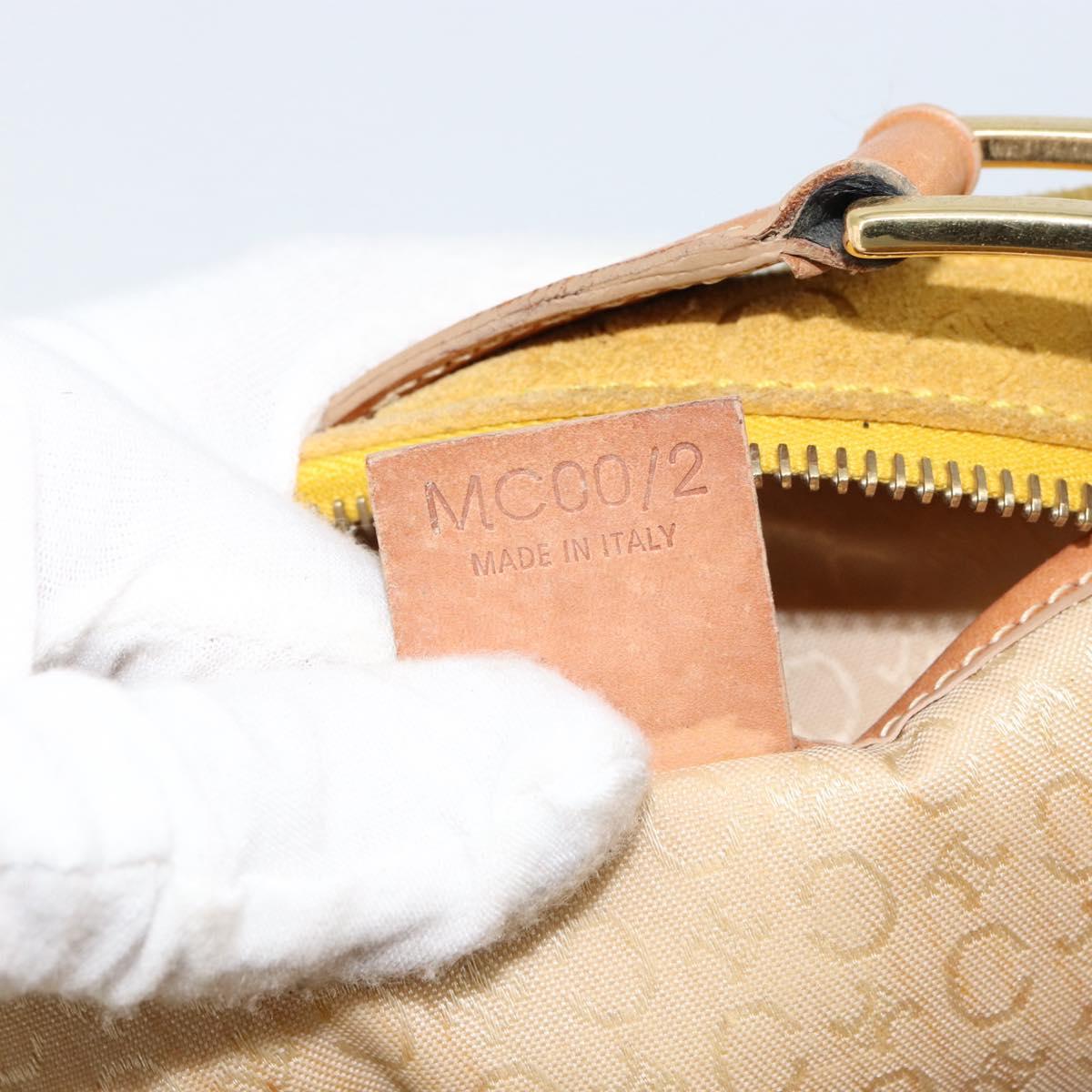 CELINE C Macadam Canvas Hand Bag Suede Yellow Gold Auth ep11999