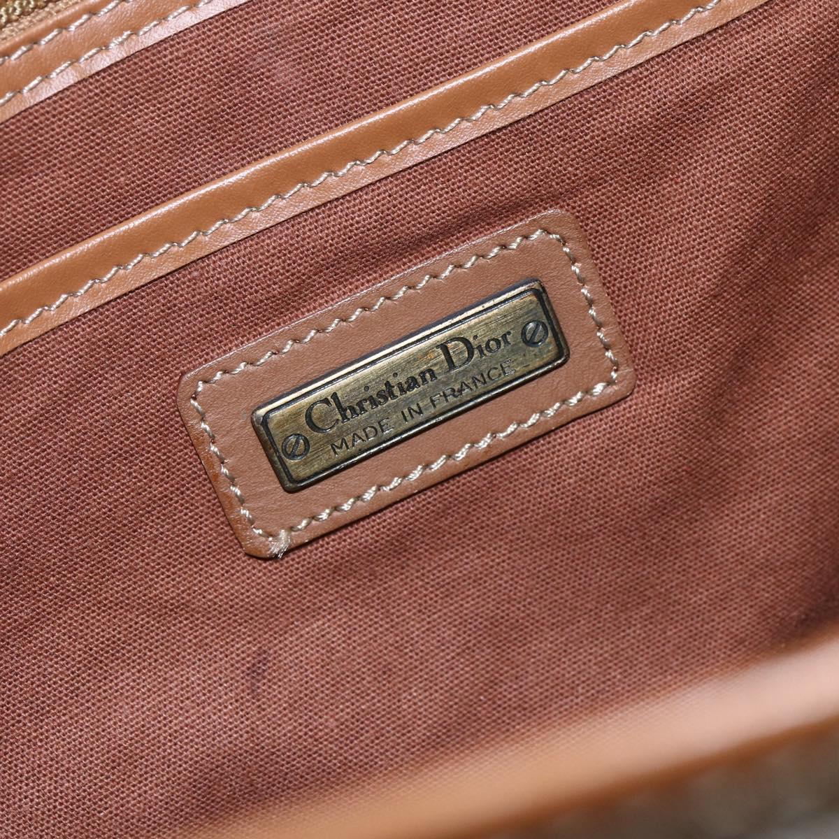 Christian Dior Honeycomb Canvas Tote Bag PVC Leather Beige Auth ep12001