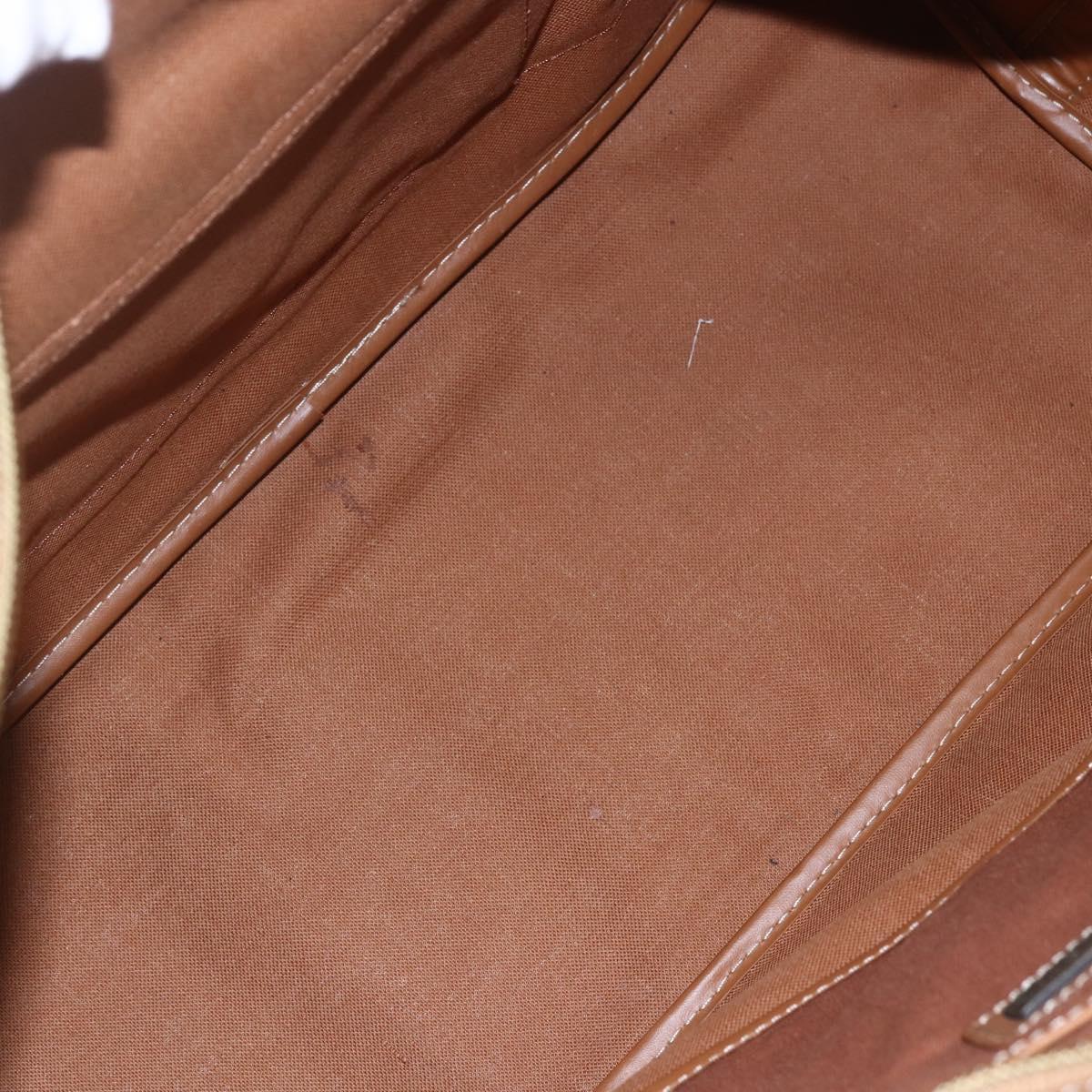 Christian Dior Honeycomb Canvas Tote Bag PVC Leather Beige Auth ep12001