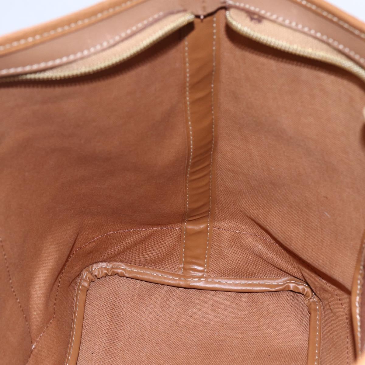 Christian Dior Honeycomb Canvas Tote Bag PVC Leather Beige Auth ep12001