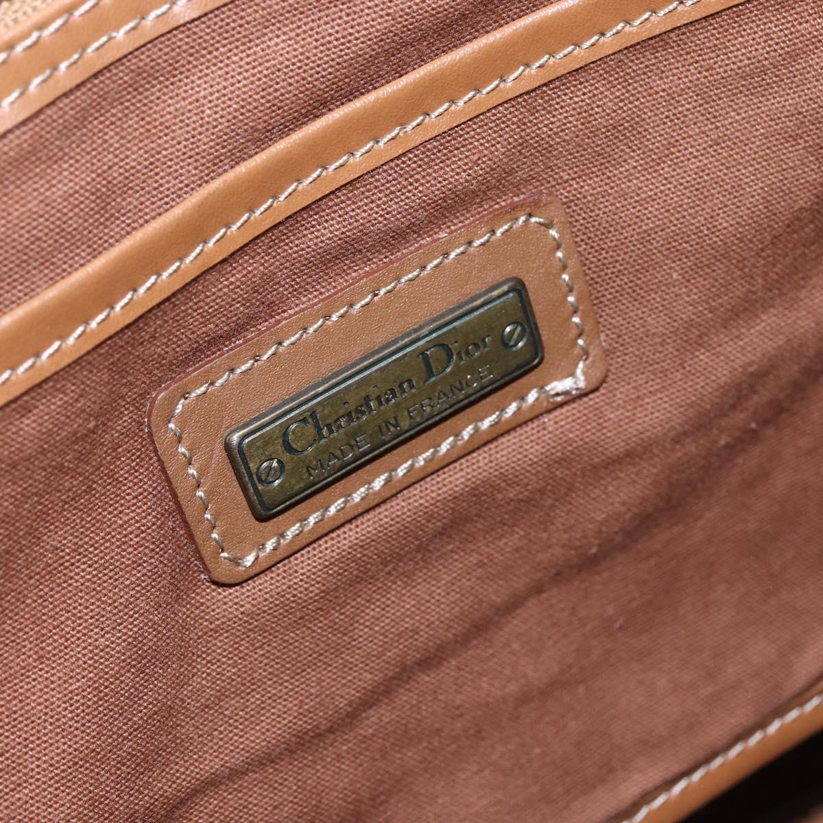 Christian Dior Honeycomb Canvas Tote Bag PVC Leather Beige Auth ep12002