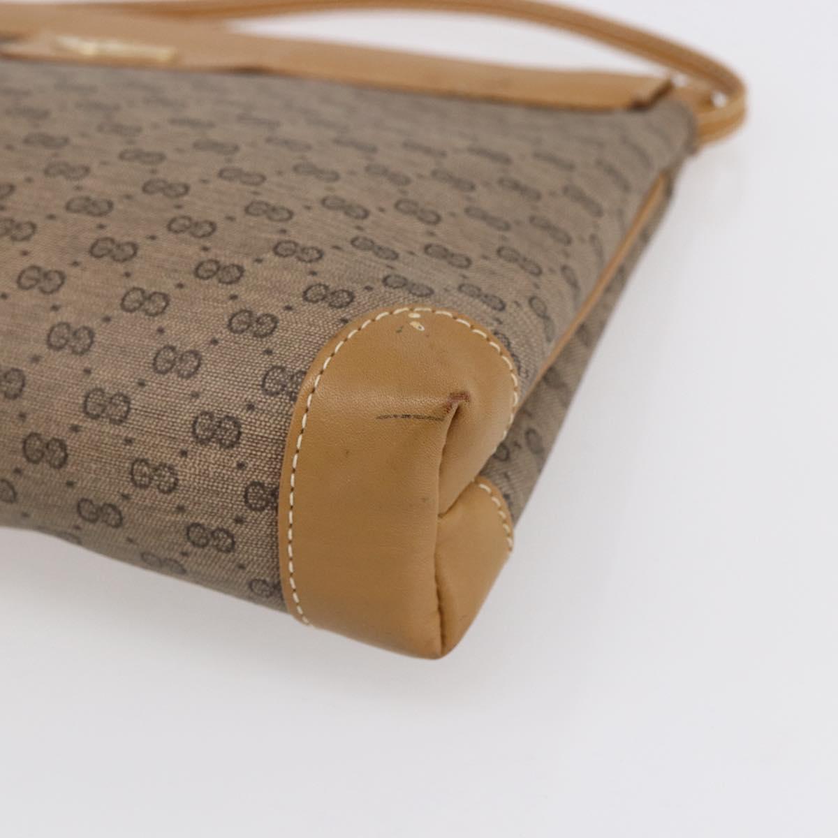 GUCCI Micro GG Supreme Shoulder Bag PVC Beige Gold Auth ep12007