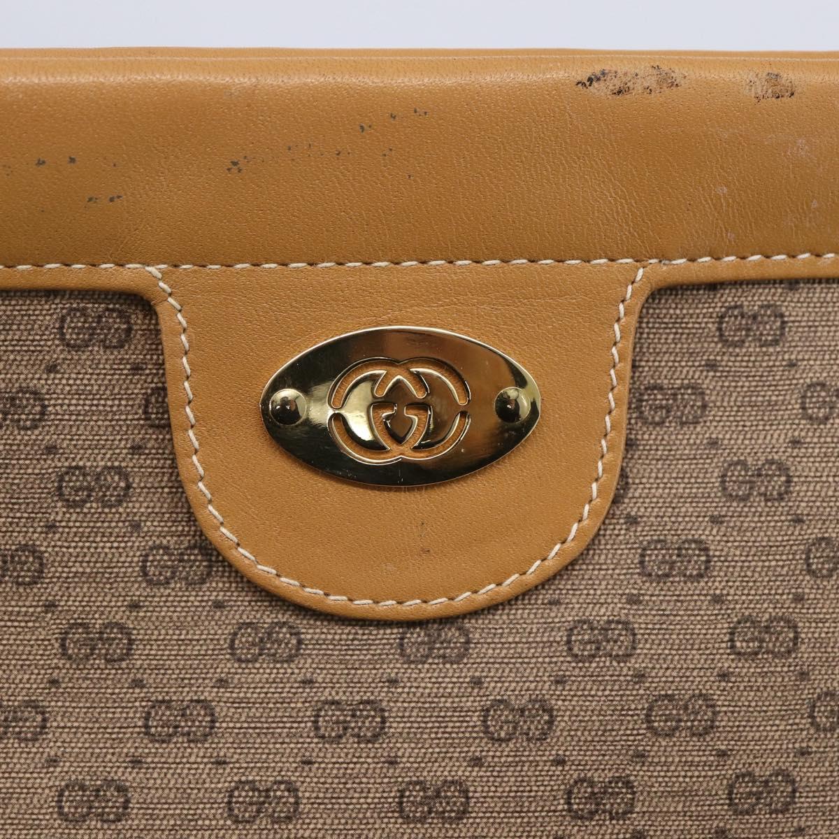 GUCCI Micro GG Supreme Shoulder Bag PVC Beige Gold Auth ep12007