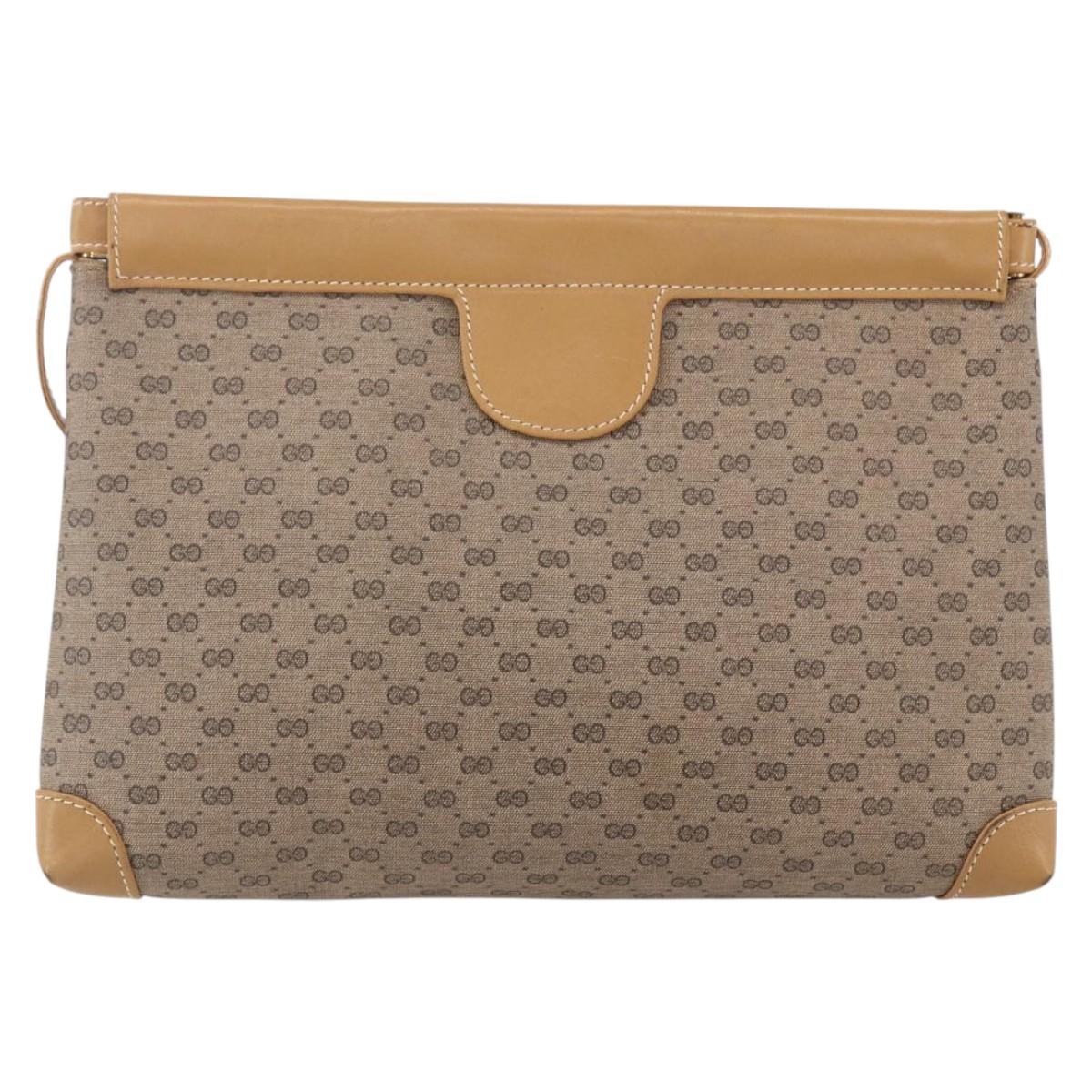 GUCCI Micro GG Supreme Shoulder Bag PVC Beige Gold Auth ep12007