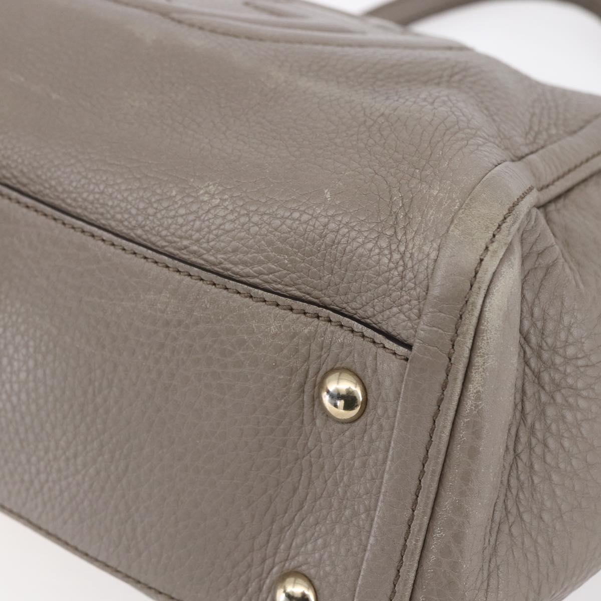 GUCCI Soho Hand Bag Leather 2way Gray Gold 369176 Auth ep12010