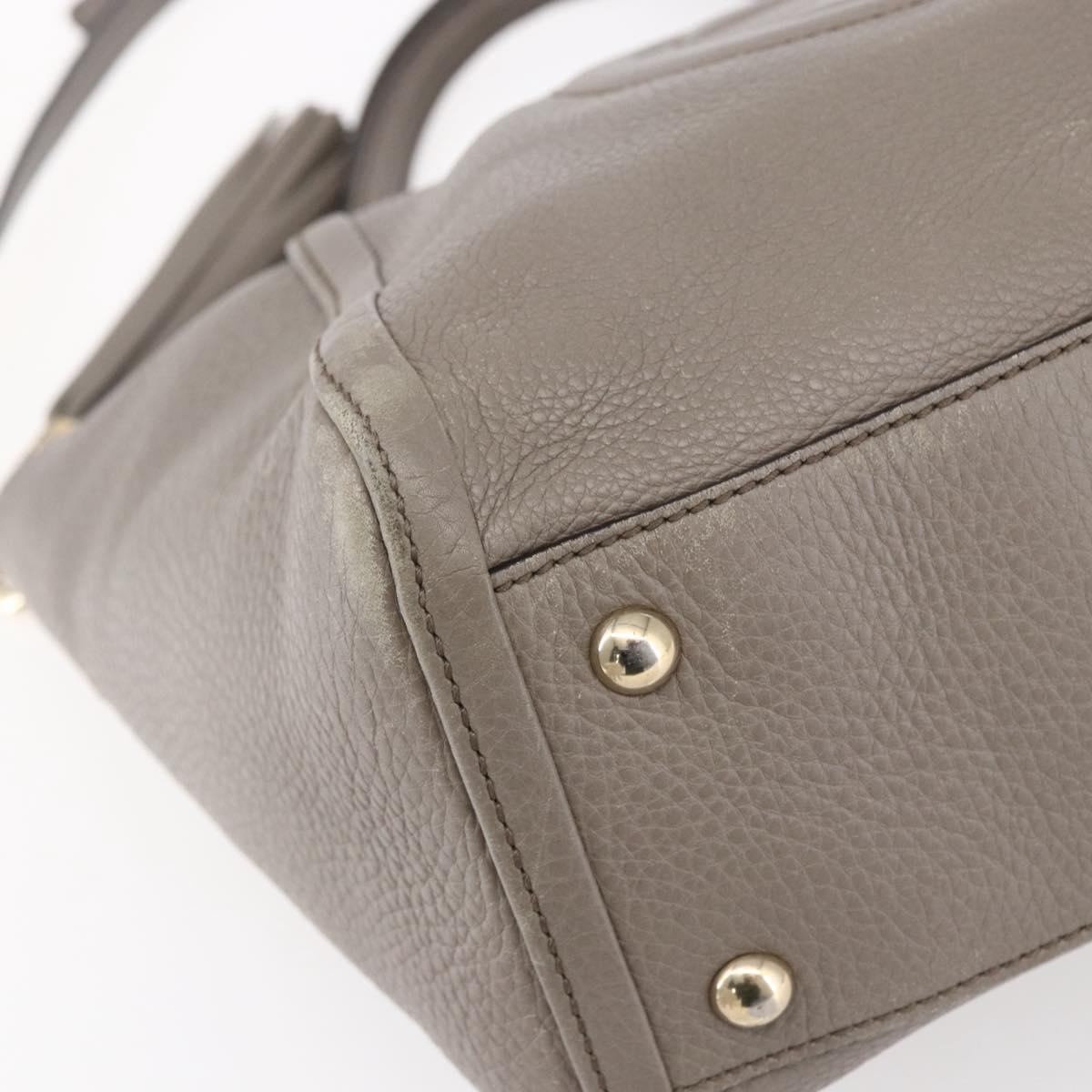 GUCCI Soho Hand Bag Leather 2way Gray Gold 369176 Auth ep12010