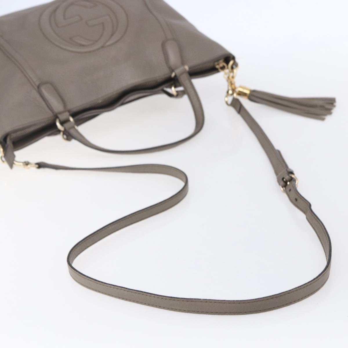 GUCCI Soho Hand Bag Leather 2way Gray Gold 369176 Auth ep12010