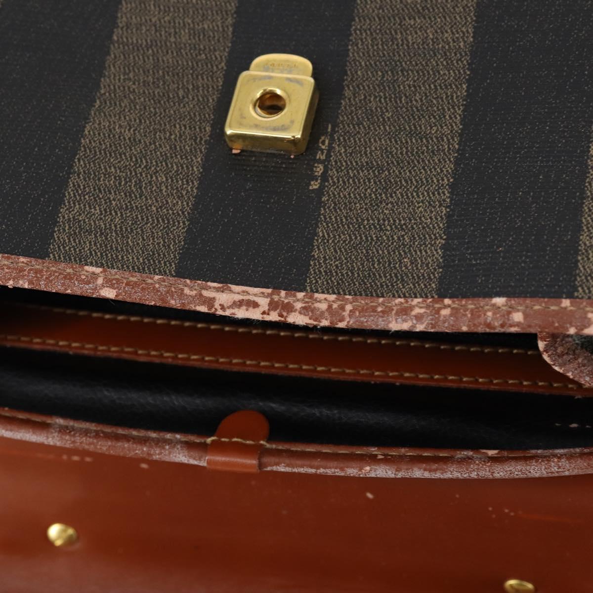 FENDI Pecan Canvas Hand Bag PVC 2way Black Brown Auth ep12011