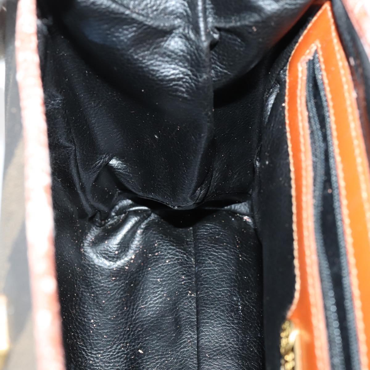 FENDI Pecan Canvas Hand Bag PVC 2way Black Brown Auth ep12011