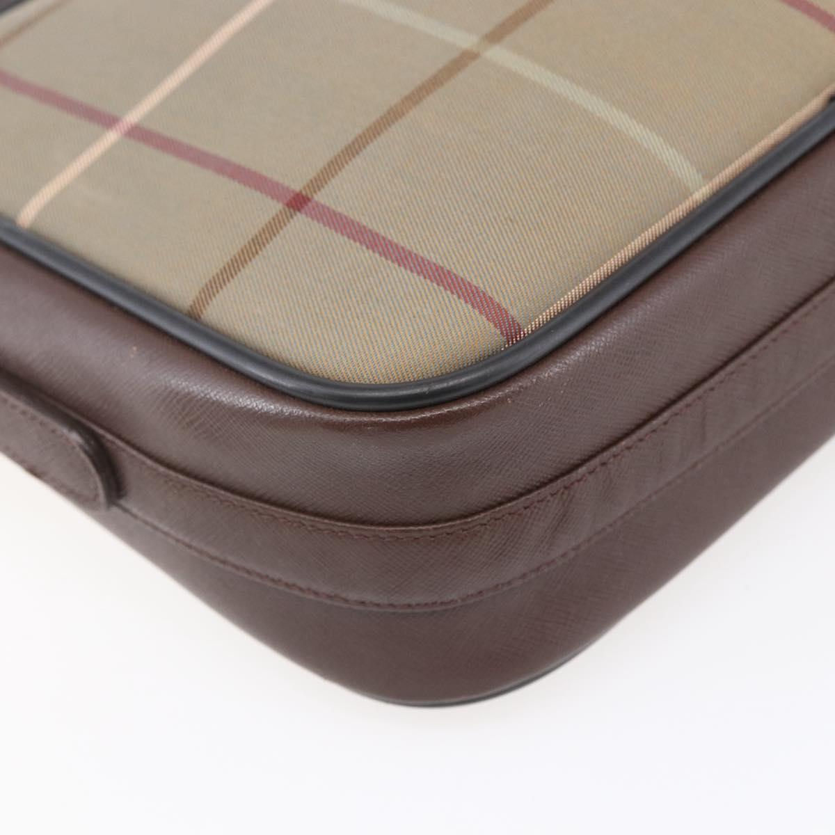 Burberrys Nova Check Shoulder Bag Canvas Beige Gold Auth ep12013