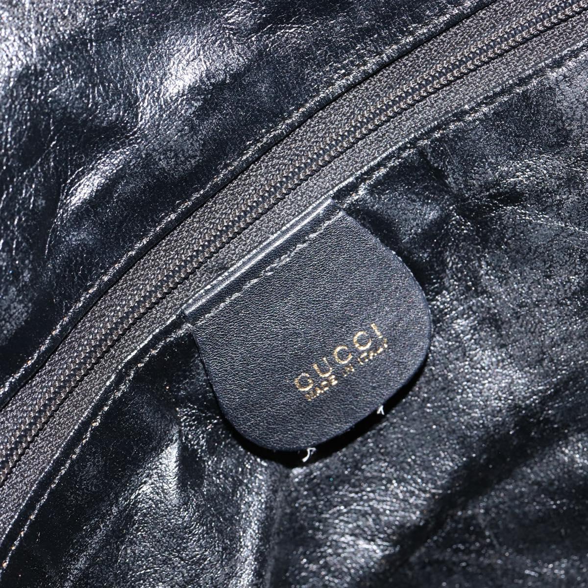 GUCCI Bamboo Shoulder Bag Leather Black Gold Auth ep12014