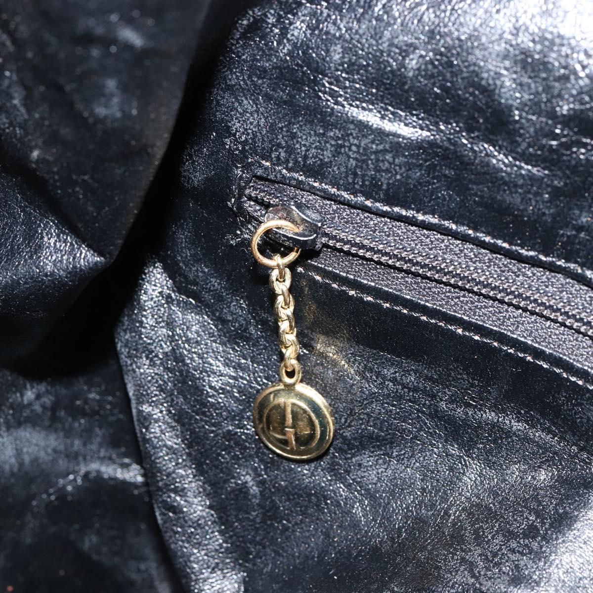 GUCCI Bamboo Shoulder Bag Leather Black Gold Auth ep12014