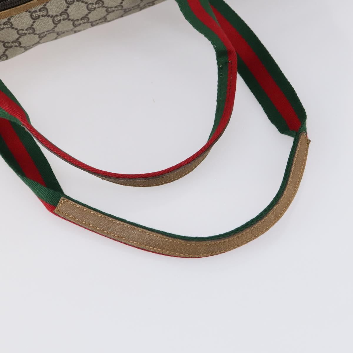 GUCCI GG Plus Supreme Web Sherry Line Boston Bag PVC Beige Auth ep12016