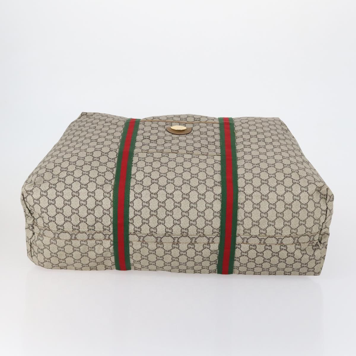 GUCCI GG Plus Supreme Web Sherry Line Boston Bag PVC Beige Auth ep12016